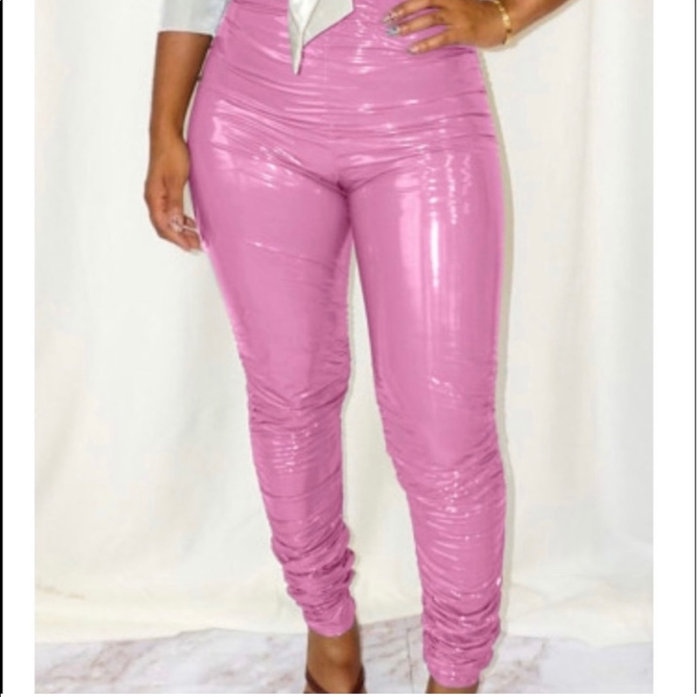 Brand new faux leather pink skinnys